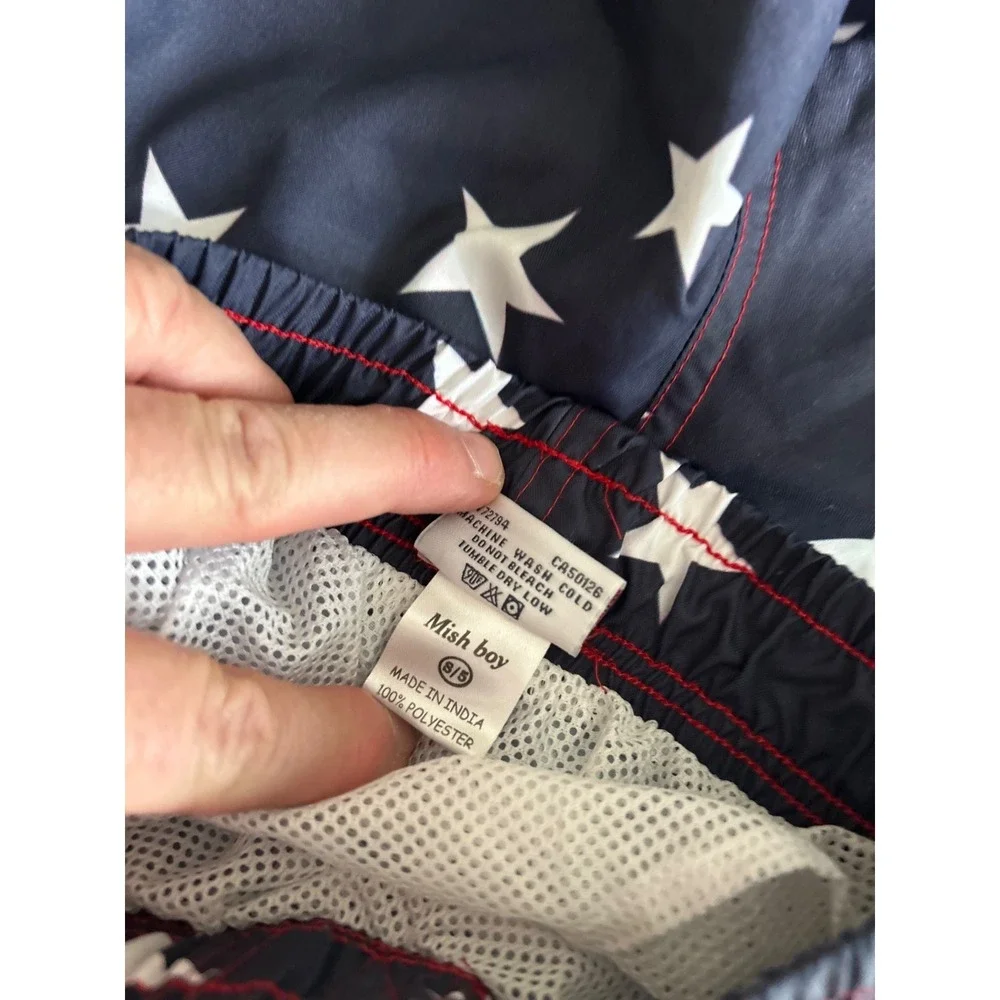 Mish Boys Swim Board Shorts navy white stars 4th of July 5T